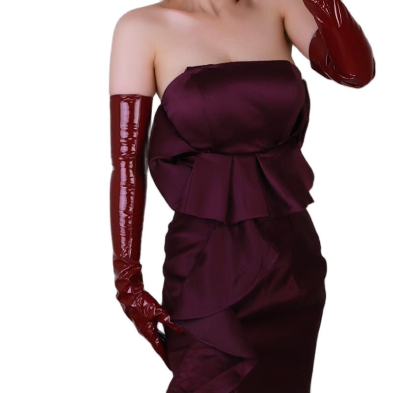 Women Fashion Over 60 - Luvas de Couro Sintético Extra Longas