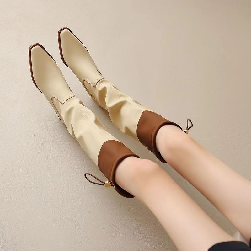 Women'S Fashion Winter 2025 - Damasco dedo do pé quadrado botas