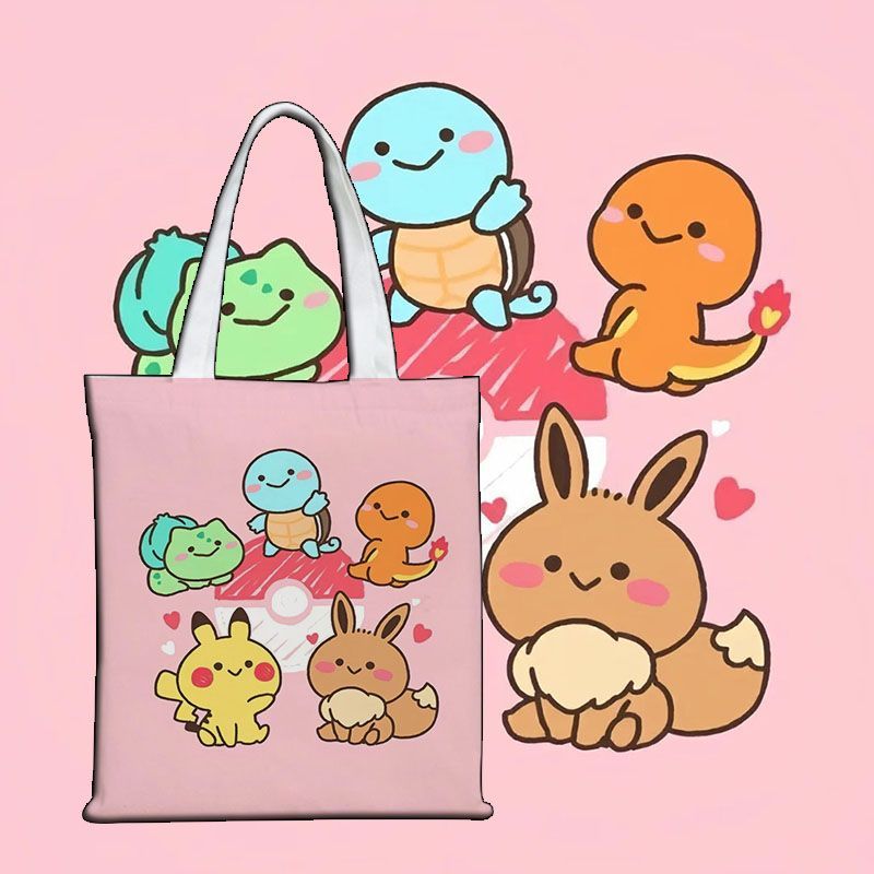 Canvas Tote Bag - Bolsa de Lona Pokémon Fofa, Sacola