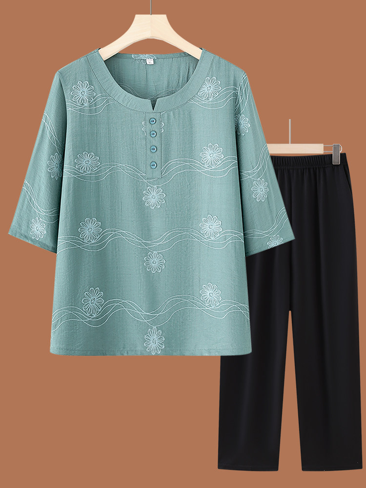 Women Fashion Over 60 - Conjunto de Top e Calças de