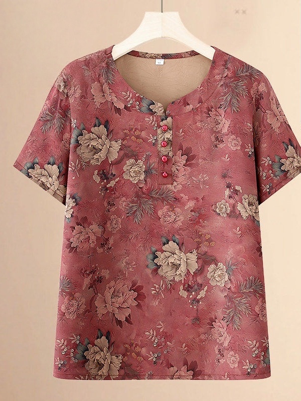 Camiseta de Verão com Gola Red - Women Fashion Over 60 avaliação e preço
