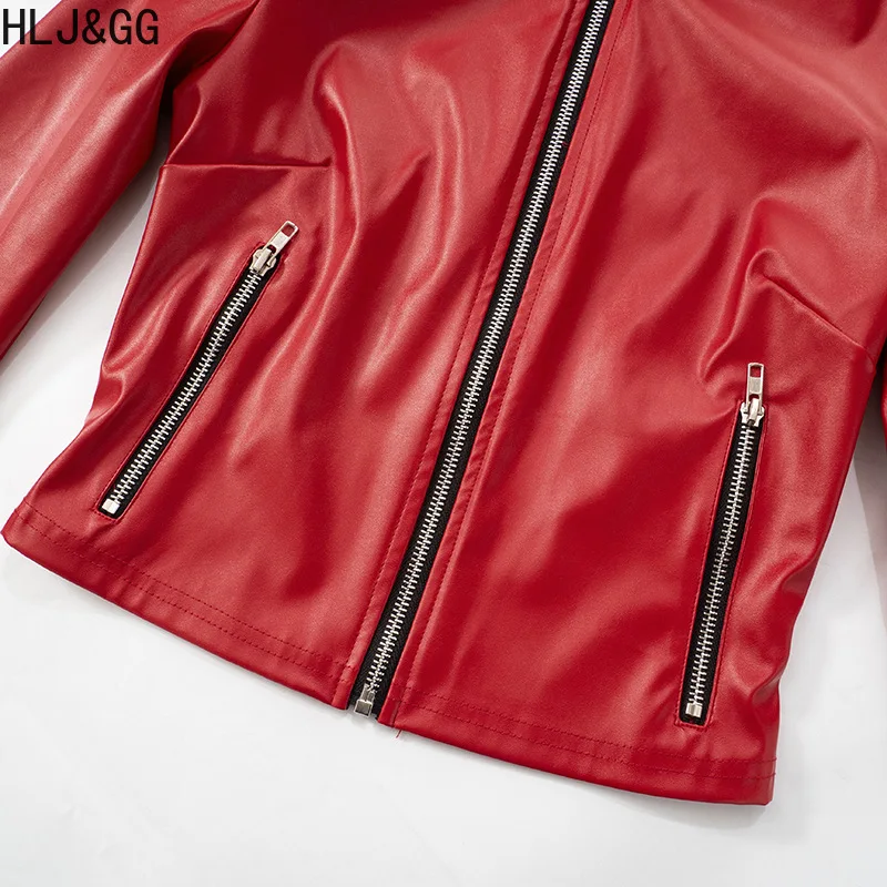 Hlj & gg moda jaqueta de couro - Women'S Fashion Leather Jacket avaliação e preço