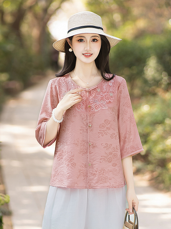 Nova Camisa Bordada Estilo Chi - Women Fashion Over 60 avaliação e preço