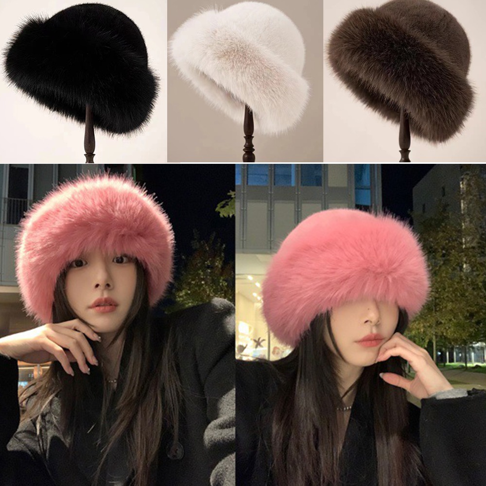 Novo chapéu de inverno de pele - Bucket Hat Women avaliação e preço