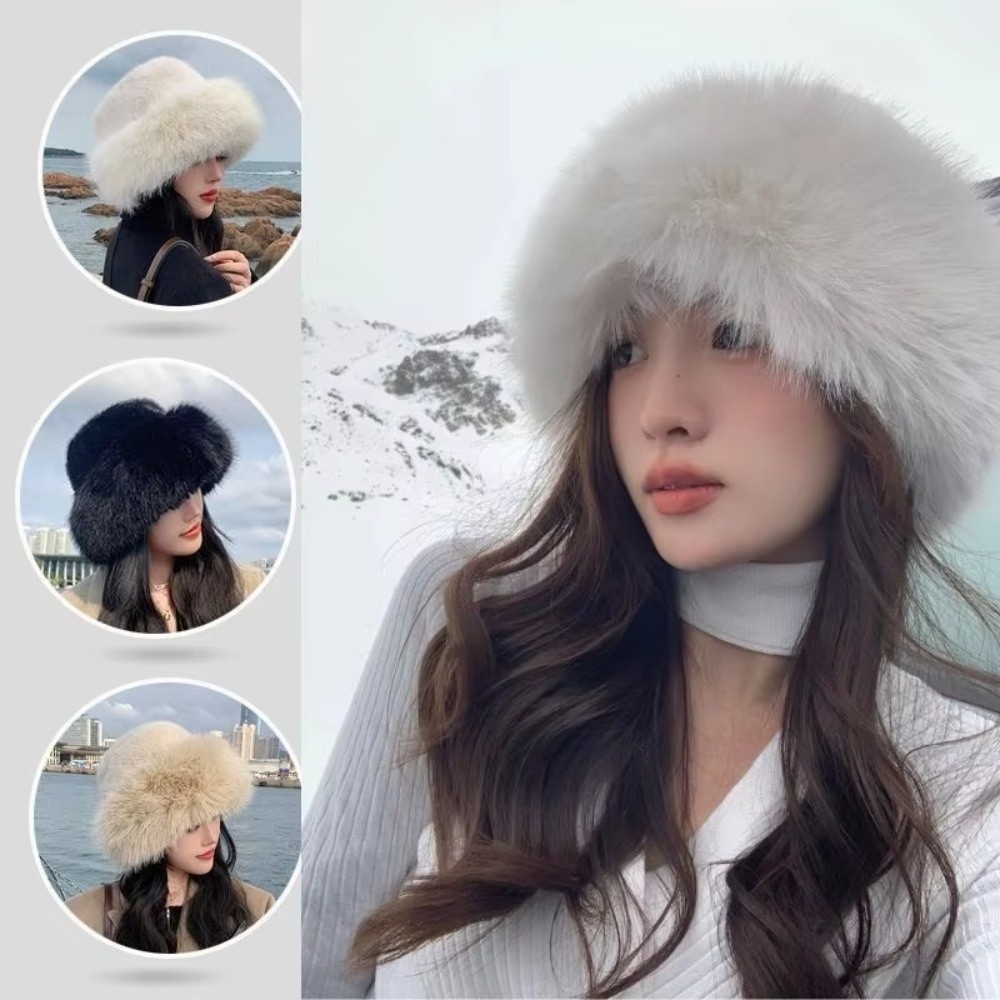 Novo chapéu de inverno de pele - Bucket Hat Women avaliação e preço