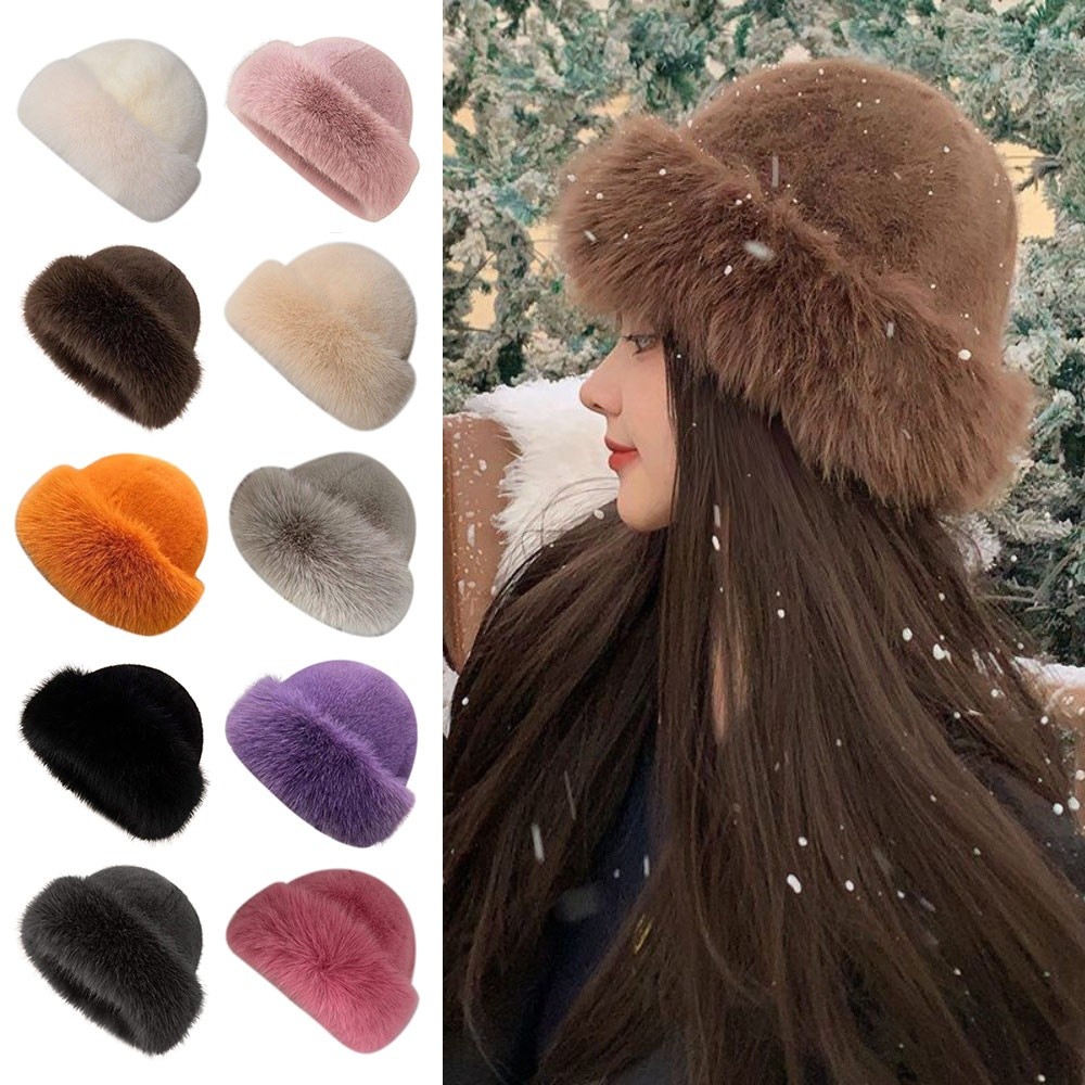 Novo chapéu de inverno de pele - Bucket Hat Women avaliação e preço