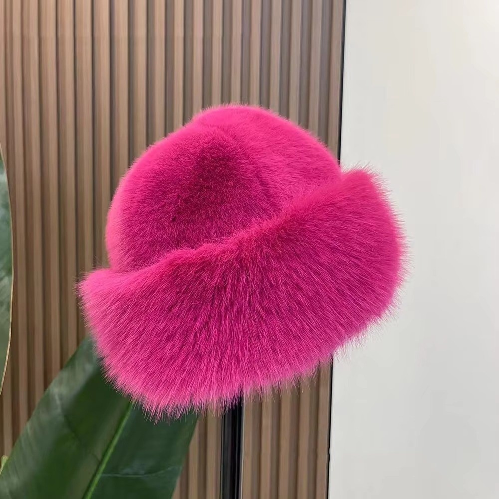 Novo chapéu de inverno de pele - Bucket Hat Women avaliação e preço