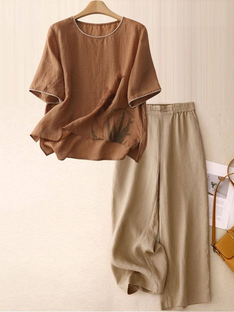 Conjunto Casual de Linho e Alg - Women Fashion Over 60 avaliação e preço