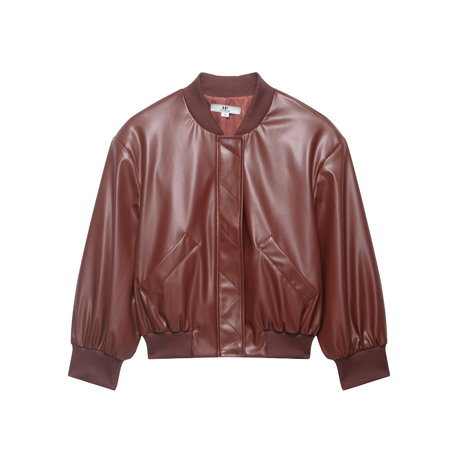 Novo conjunto feminino de jaqu - Women'S Fashion Leather Jacket avaliação e preço